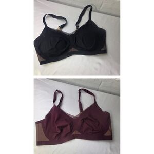 Honeylove Lot Of 2 Crossover Bra Womens 1X 40C/D Wireless Black, (Red No Pads)